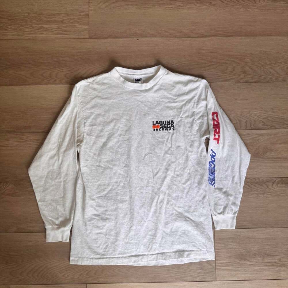 Vintage Laguna Seca CART Racing Long Sleeve T-Shirt Large White USA Anvil